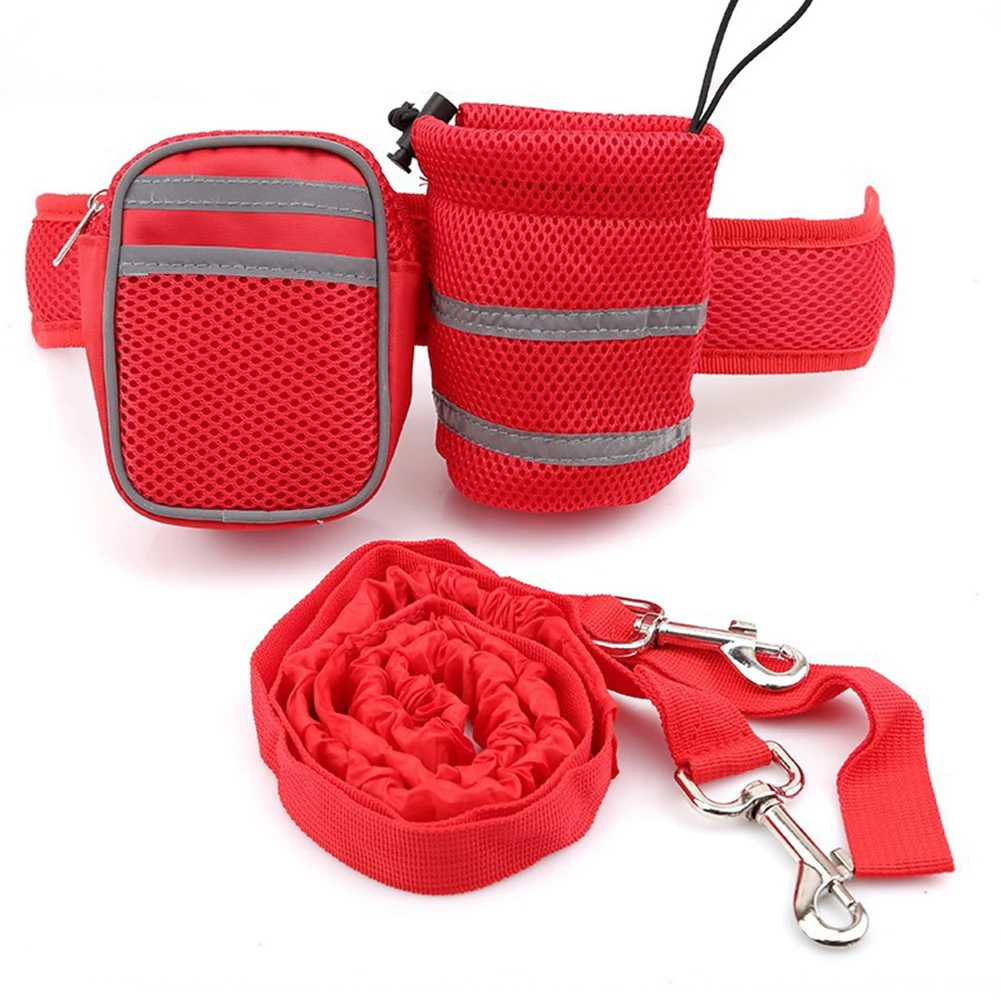 Выдвижной Поводок для собак эластичный светоотражающий шлейка с сумкой на пояс