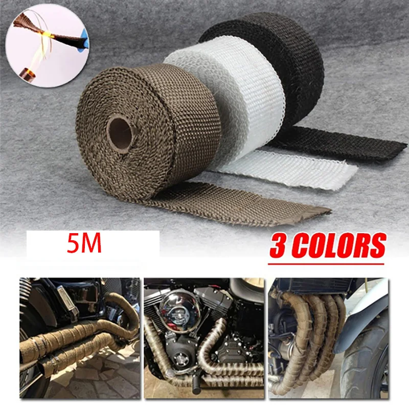 Roll Fiberglass Heat Shield Motorcycle Exhaust Thermal Tape Header Pipe Heat Wrap Tape Thermal Protection Pipe Insulat