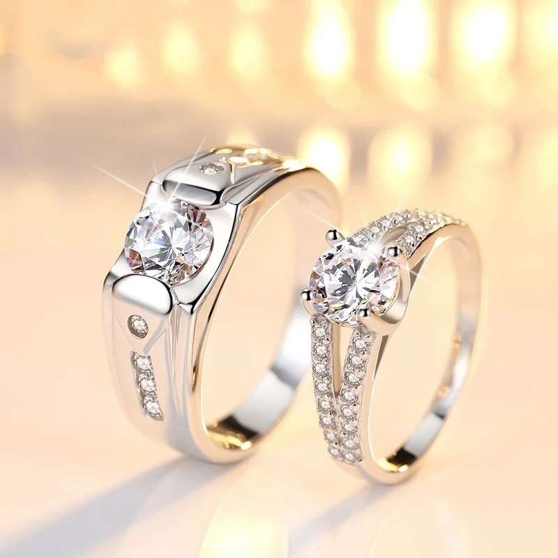 

Copy Romantic Apartment Romantic Couple Ring S925 Silver Plated for Men Japanese and Korean Wedding Simulation Moissant Envio Gr