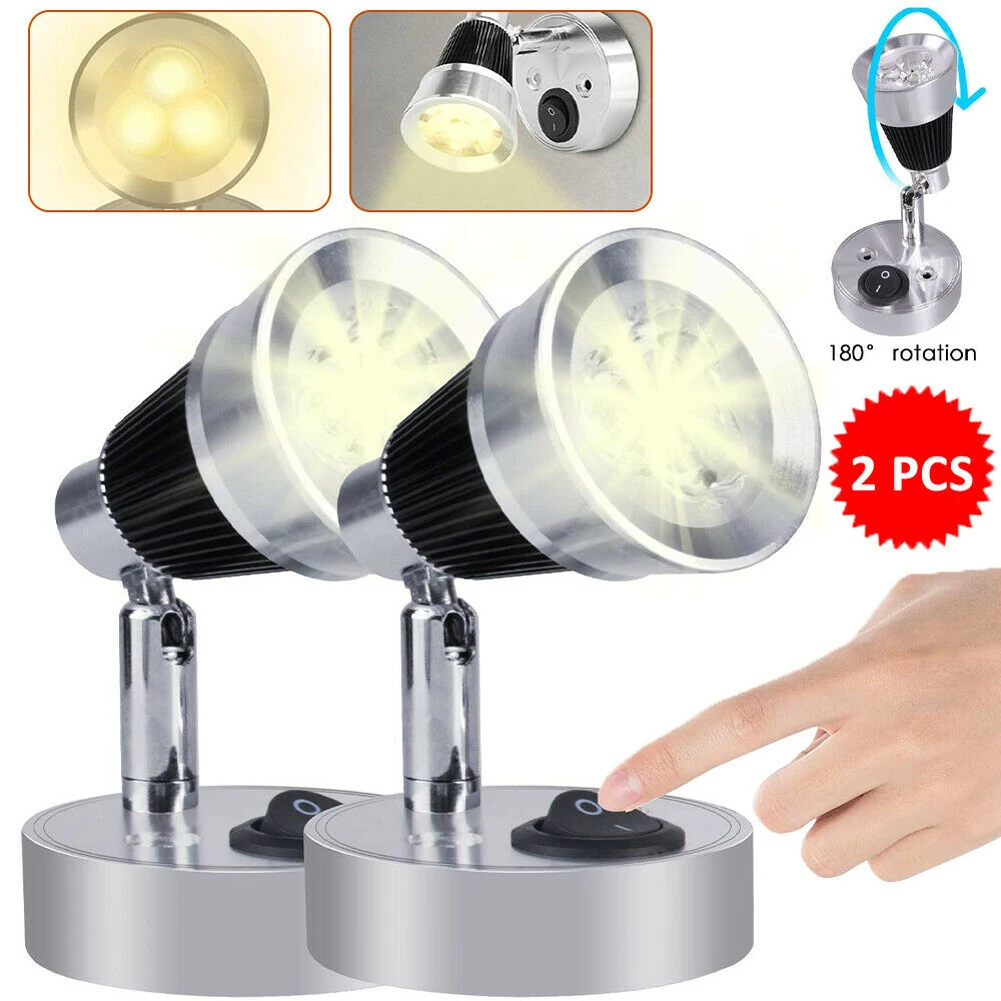 

12V Caravans Reading Light spot light 180 degrees RV LED Spot Reading Light Bedside Boat Lamp Wall Camp Trailer Caravan Lighting