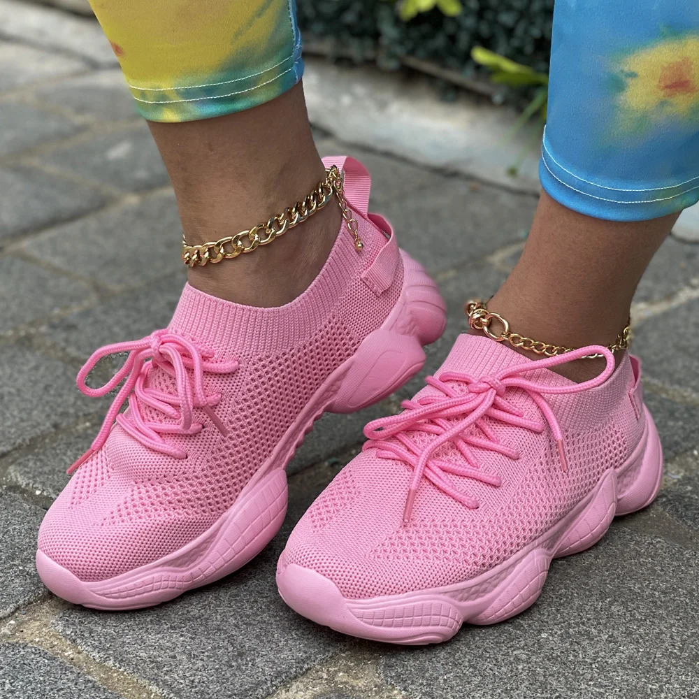 Shoes for Women Chunky Sneakers  Breathable Comfortable Fashion Sports Shoes Mesh Green Black Woman Casual Shoes Flat Size 43