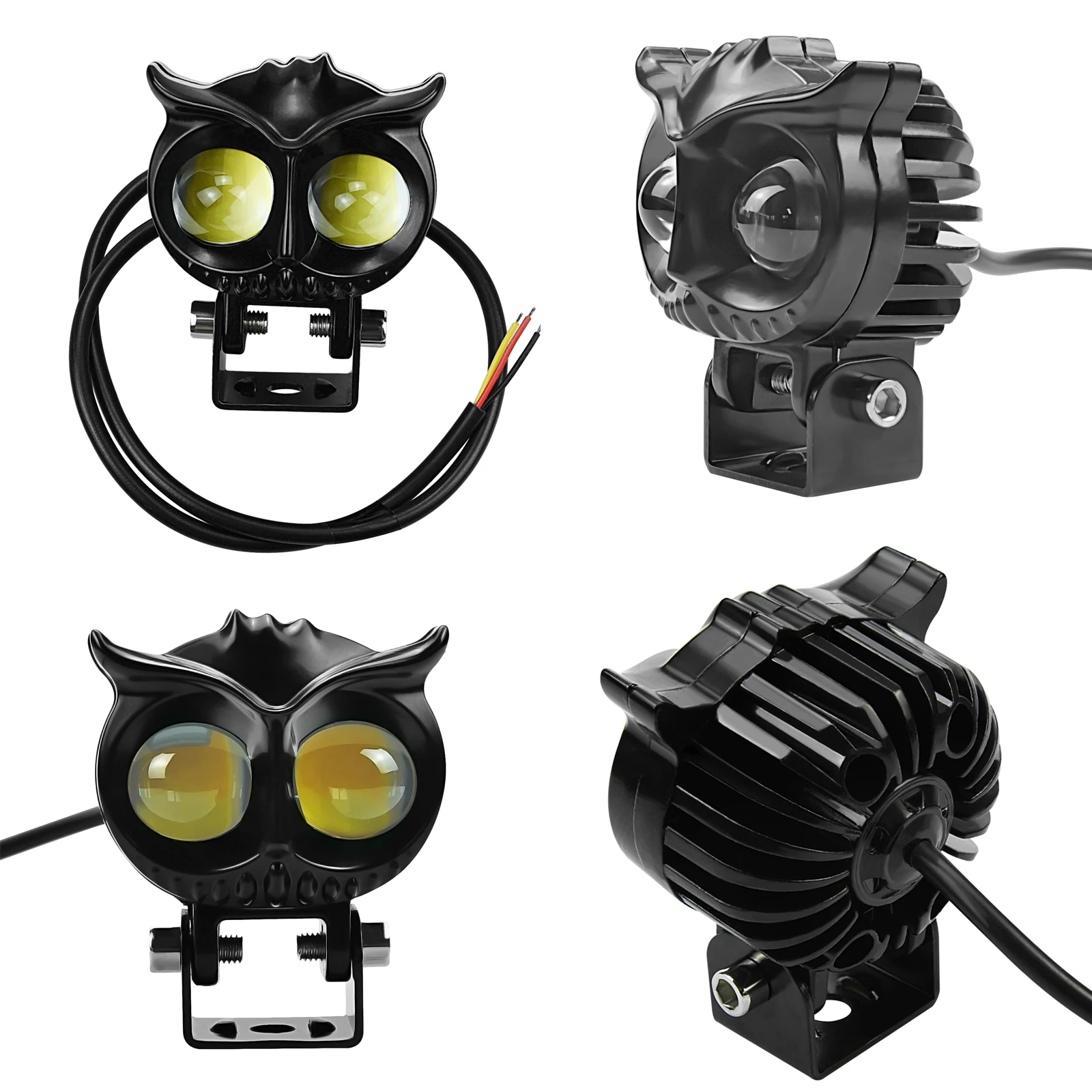 

Motorcycle Fog LED Light White/Amber DC 12-85V Owl Auxiliary Spotlight for eBike Car ATV Buggy Car