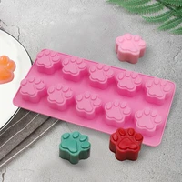10 cells cartoon dog cat paw pink blue silicone cake molds for food biscuit jelly mousse fondant chocolate baking pan ice tray
