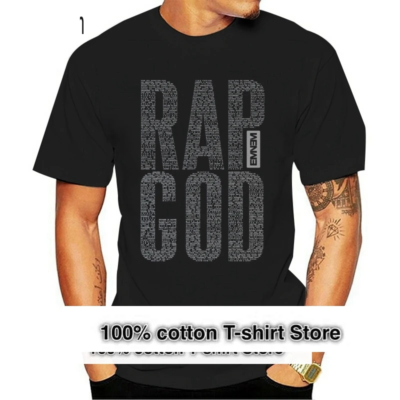 

T-shirts 2019 Brand Clothes Slim Fit Printing Eminem Rap God Lyrics Logo T-shirt