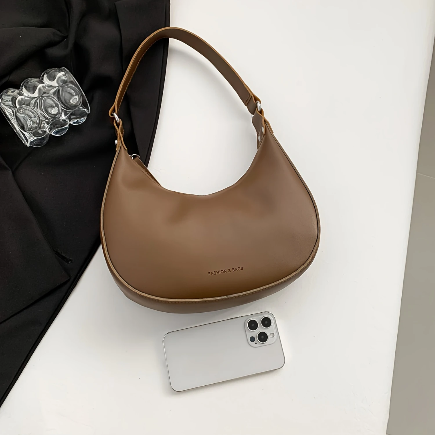 Сумка Хобо Женская однотонная универсальная сумка-полумесяц для подмышек