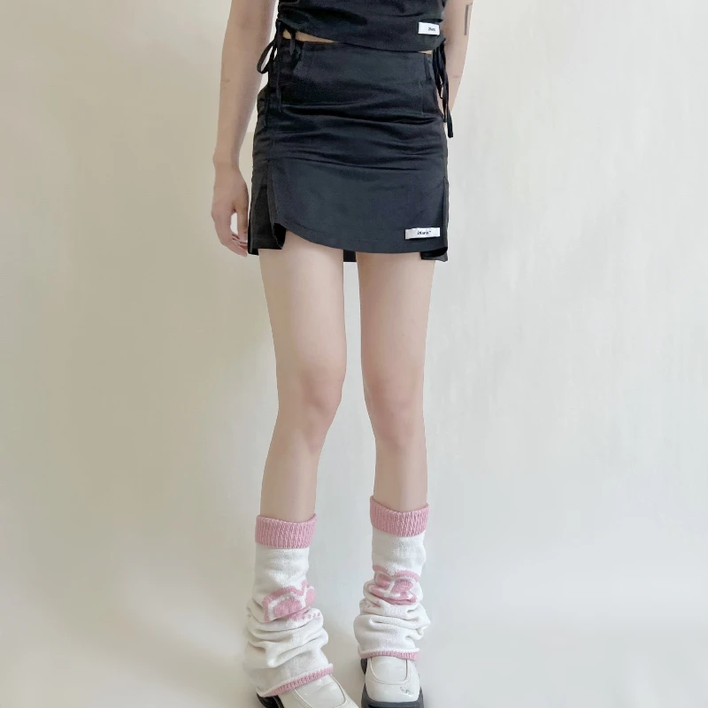 Women Knitting Leg Warmers School Student Acrylic Down  Trim Foot Cover Socks Middle Tube