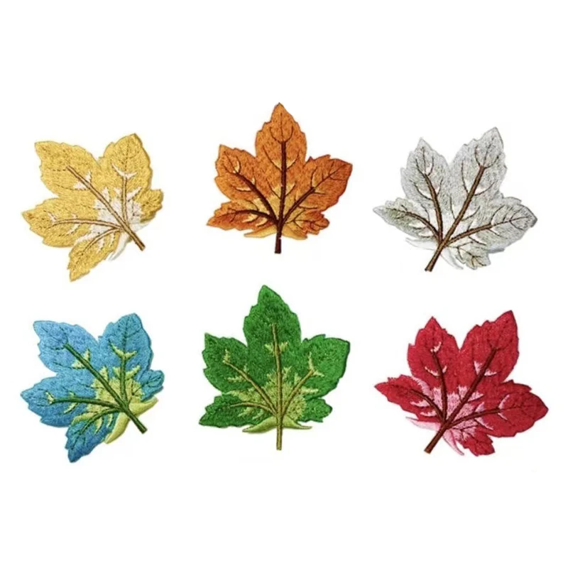 

10Pcs Colourful Maple Leaf Embroidery Patches DIY T-Shirt Coat Jeans Backpack For Sewing Decorate Applique Stickers Accessories