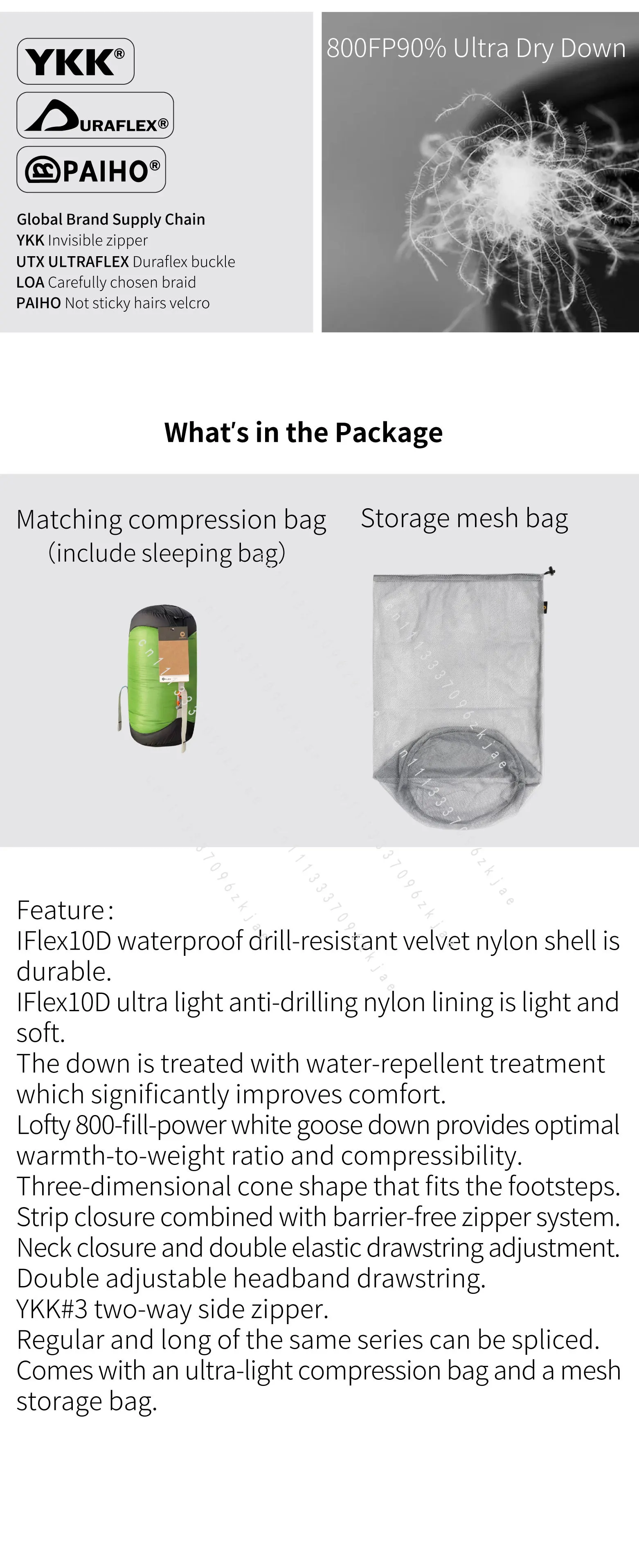 Спальный мешок AIR 10D 800FP Ultra Dry Down: ультралегкий, для кемпинга, походов, туризма, активного отдыха, нейлоновый, с наполнителем из утиного пуха (art.: 3920dbfb934ab) - 3920dbfb934ab