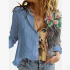 Блузка Aprmhisy женская с винтажным цветочным принтом, Повседневная рубашка свободного покроя с отложным воротником, топ, рубашка на осень