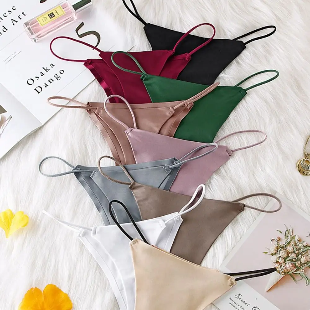 

Solid Color Silk G String Thongs For Girls Underwear Low Waist Briefs Adjustable Waist Panties Women Panties
