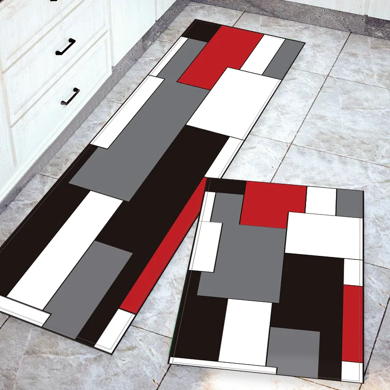 

Nordic Kitchen Mat Bedroom Entrance Doormat Home Hallway Floor Decoration Living Room Carpet Wood Grain Bathroom Anti-Slip Rug
