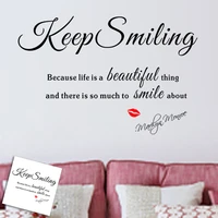 classic monroe red lips english letters keep smiling wall stickers for living room study wall decoration decals poster