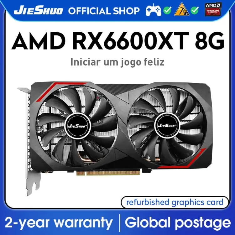 

Видеокарта JIESHUO RX6600XT 8 ГБ, игровая видеокарта 8 ГБ с 128 бит GDDR6, AMD RX 6600XT 8 ГБ, видеокарта VIdo для настольного компьютера