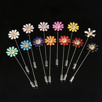 fashion new daisy brooch sun flower long needle pin and brooches for women shawl sweater lapel pin collar jewelry accessories