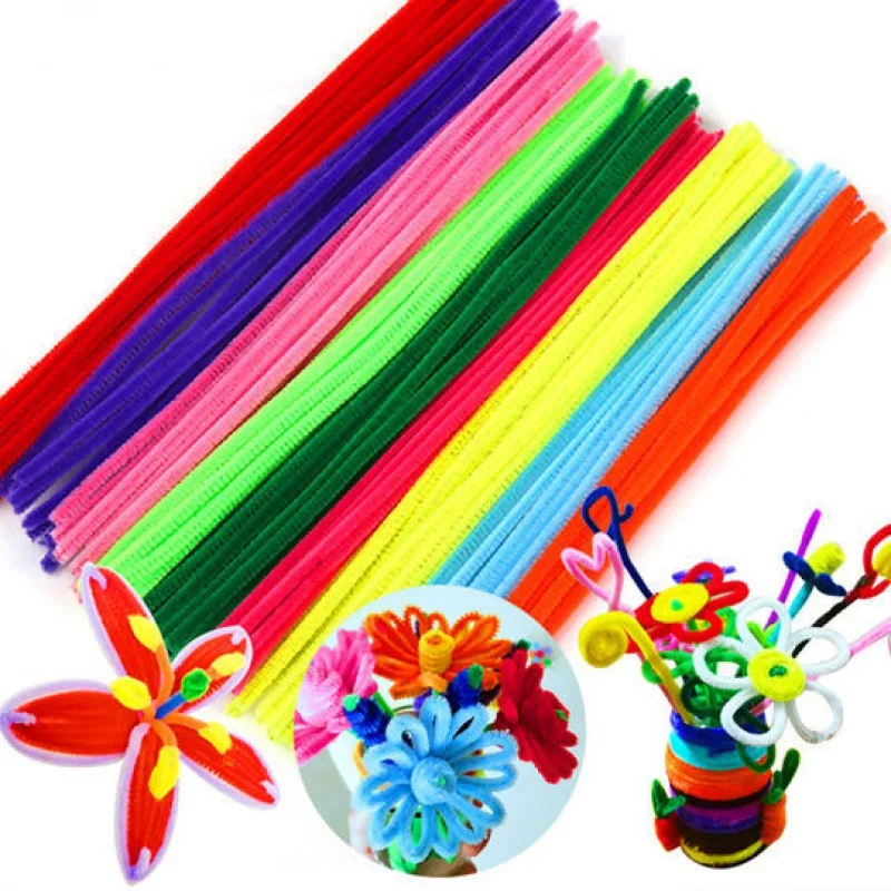 

100pcs Handmade Colored Wool Root Top Twisting Bar Handmade Fluffy Bar Iron Wire Creative Plush DIY Play Decorations Baby Toys