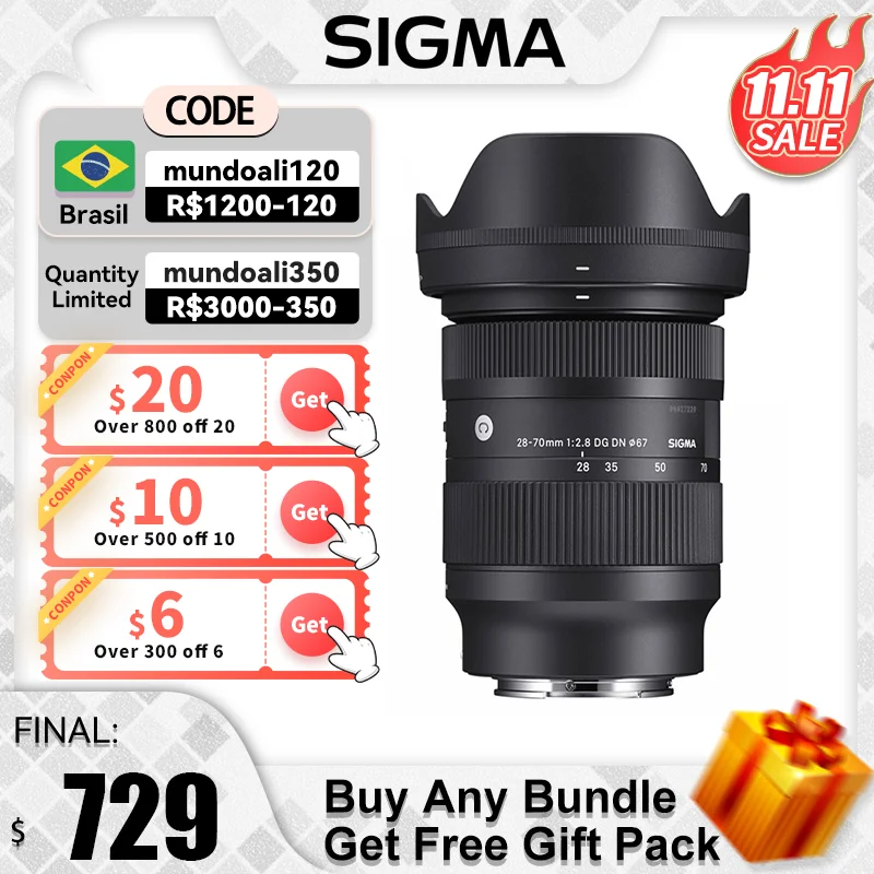 

Sigma 28-70mm F2.8 DG DN Full Frame Standard Zoom Large Aperture Mirrorless Camera Lens For Sony A7 A7R A7S III IV