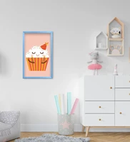 bk home cute muffin design decorative blue wood framed kids room tablo 1