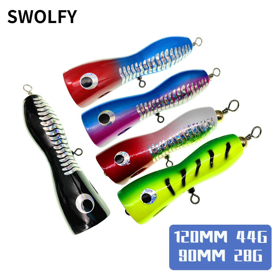 

90mm/28g 120mm/44g Game Trolling Artificial Wood Popper Casting Carpenter Lure JerkbaitMahi Mahi Yellow Tail Shark Jigging Lure