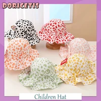 children hat color matching cute milk print bow fisherman cap summer little girl outdoor travel new wide brim sun protection hat