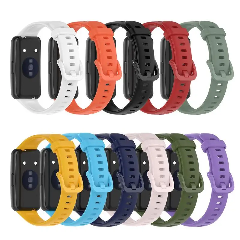 

Soft Silicone Cover Replacement Strap Compatible with HuaweiBand 7 Solid Color Waterproof Smart Band Sleeve Bracelet Accessory