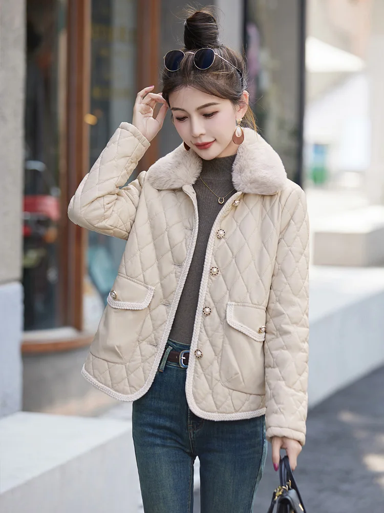 Европейские товары утолщенное женское пальто из искусственной кожи на флисовой