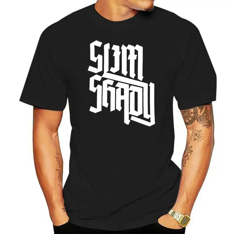 

Eminem T Shirt Slim Shady Letter Script Logo Mens Black