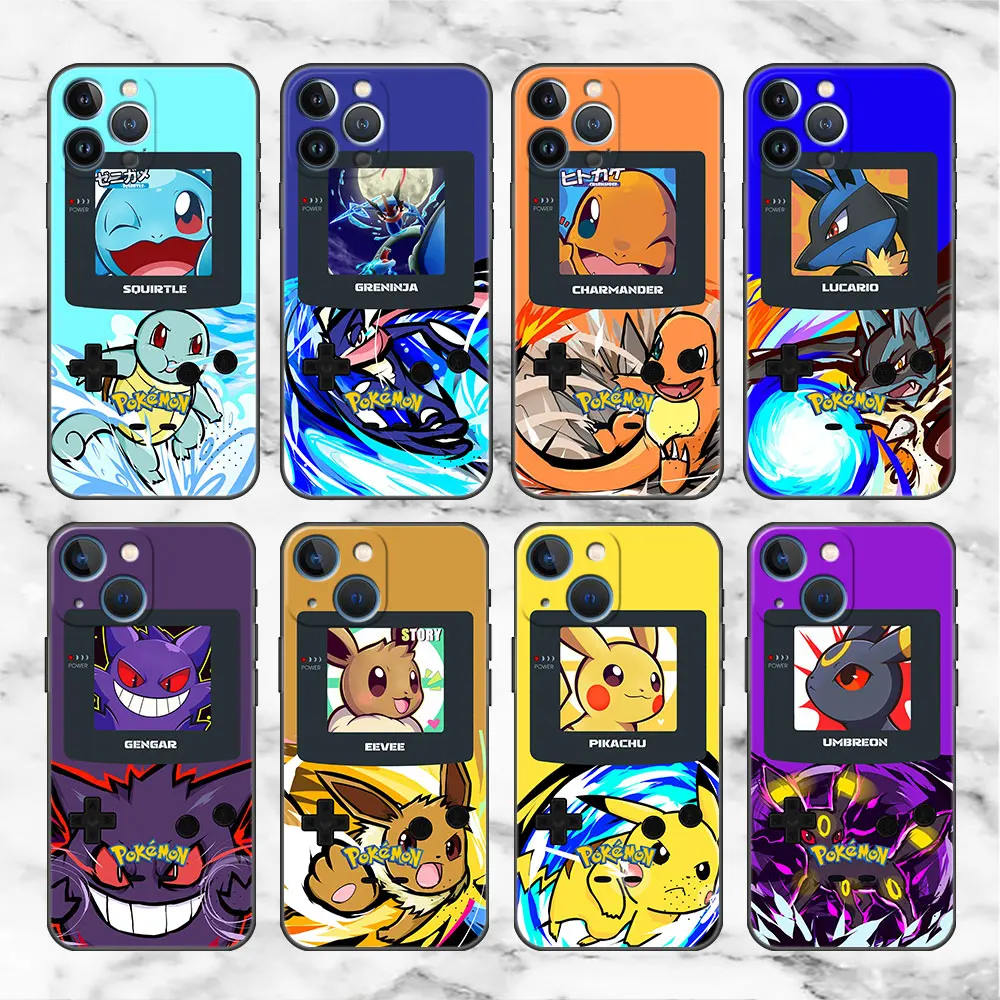 

Pikachu Gengar Game Console Case For Apple iPhone 13 14 12 11 Pro Max Mini 7 8 6 6S 14 Plus X XR XS Max Black Phone Fundas Cover