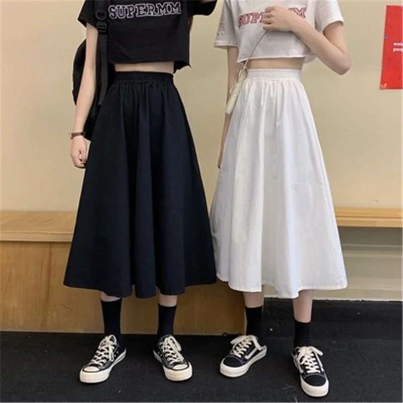 

White Skirt Women's Skirt Women's Fashion 2023 Summer New High-waisted A-line Skirt Slim Mid-length Skirt