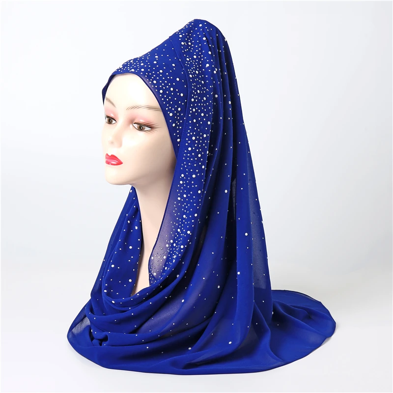 

Malaysian Women Chiffon Scarf Hijab Wrap Diamond Plain/Solid Color Muslim Headscarf Long Shawl Pashmina Bandana 180*70cm Foulard