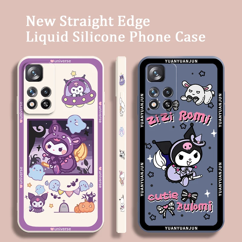 

Kulomi Sanrio Melody Luxury Phone Case For Redmi Note 12 11 11S 11T 10S 10 9S 9T 9 8T 8 Pro Plus 5G Liquid Left Rope Cover