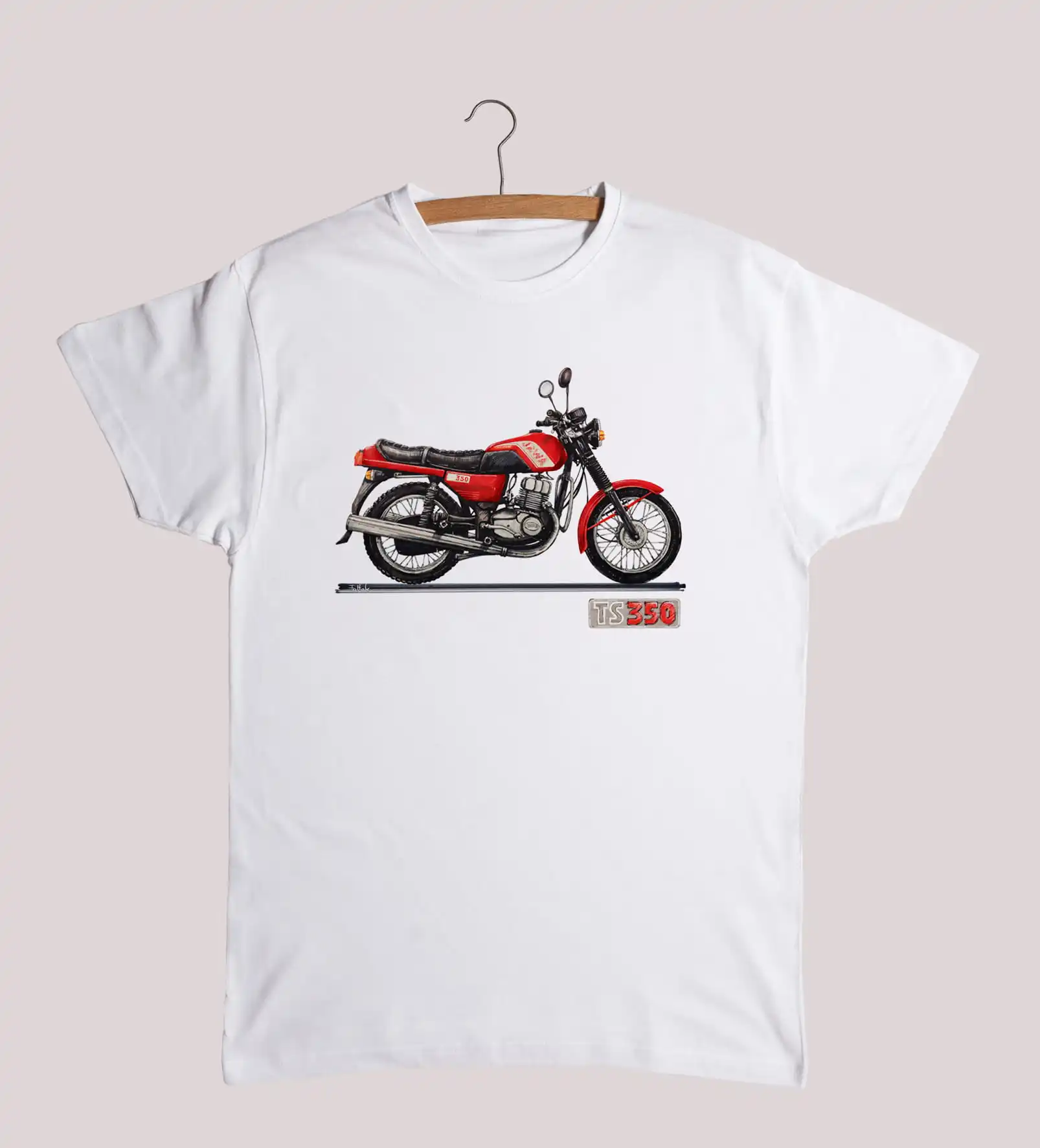 Фото Классическая мотоциклетная футболка Jawa 350, Чехословакия Летняя Хлопковая мужская футболка с коротким рукавом и круглым вырезом, Новинка №4