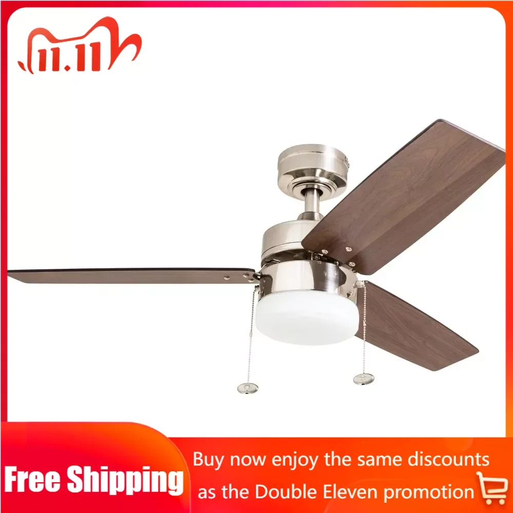 

42" Brushed Nickel Modern Room Ceiling Fan With 3 Blades Reverse Airflow Fan for Home Fans Lamp Free Shipping Cooling Appliances