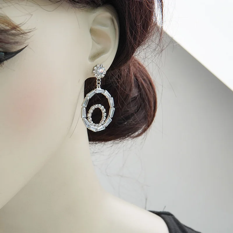 Новые большие серьги-кольца со стразами и цирконием для женщин интернет-красный