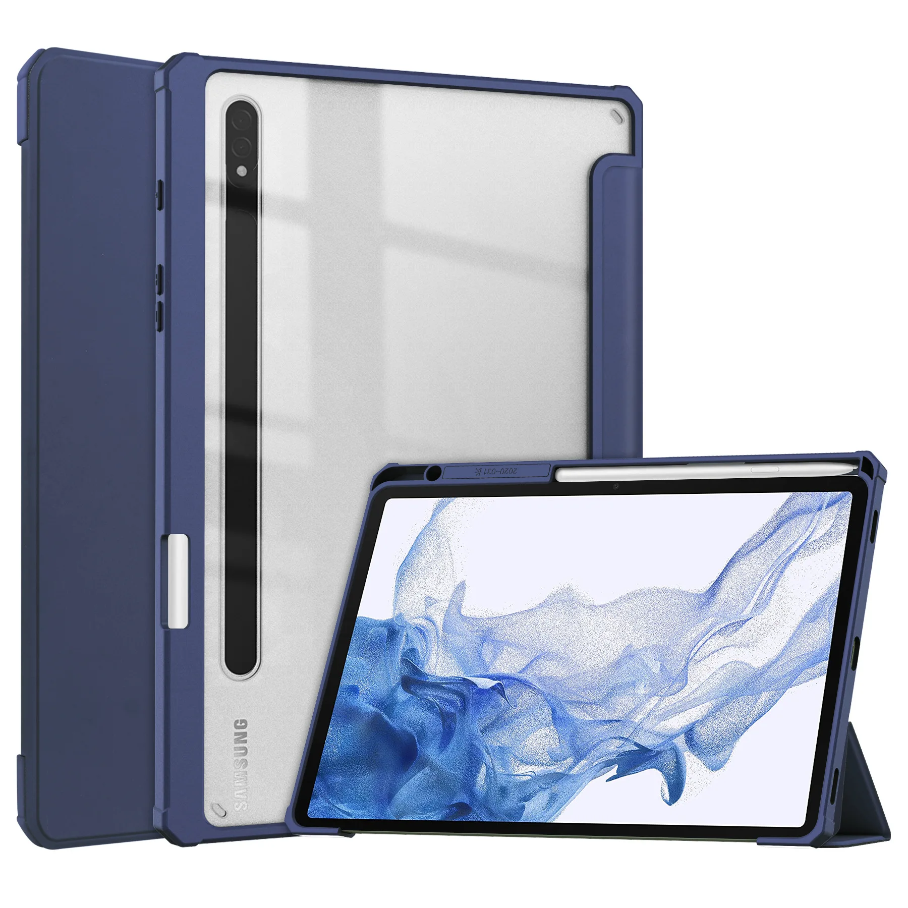 

Тройной складной ТПУ прозрачный кожаный чехол для планшета Samsung Galaxy Tab S8 11 ''SM-X700/SM-X706 S7 защитный чехол со слотом для ручки
