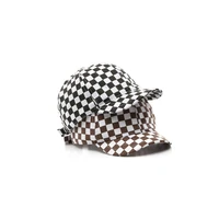 women men black white plaid checkerboard print baseball dicer harajuku hip hop outdoor sunscreen adjustable trucker hat