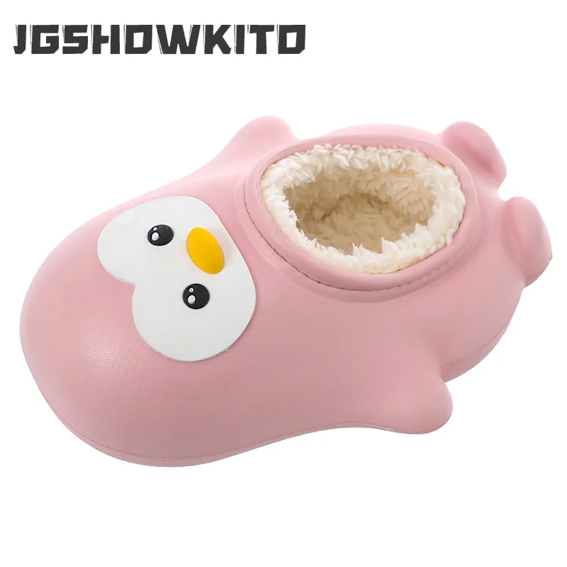 

New Winter Parent-child Cotton Slippers Kids Fashion Indoor and Outdoor Thick Bottom Cartoon Penguin Boys and Girls Casual Shoes