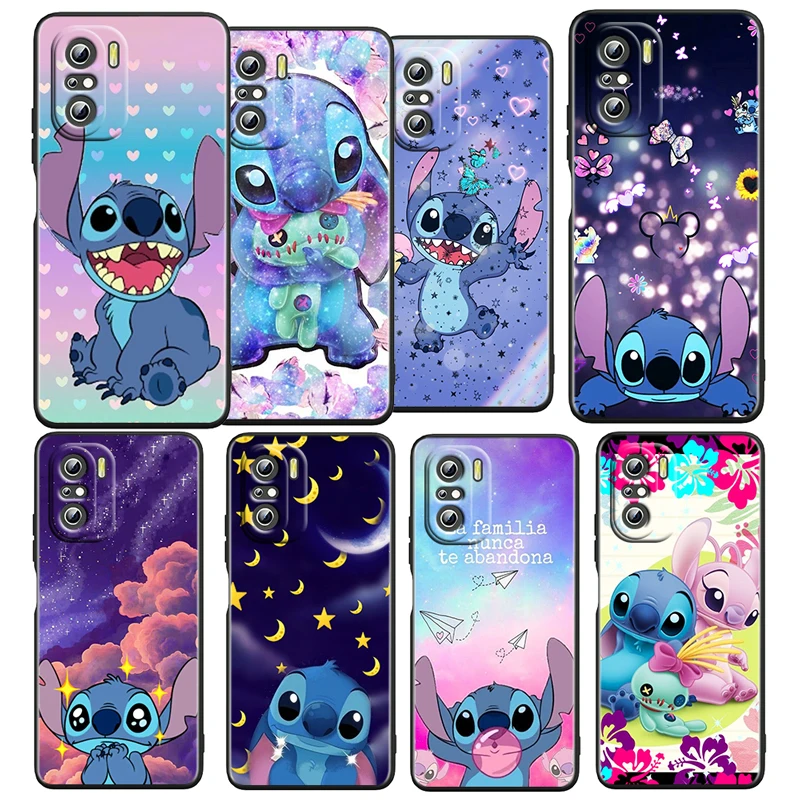

Cartoon Stitch Cute Case For Xiaomi Redmi K50 K40 Gaming K30 K20 Pro 5G 10X 9T 9A 9C TPU Soft Black Phone Cover Coque Capa Shell