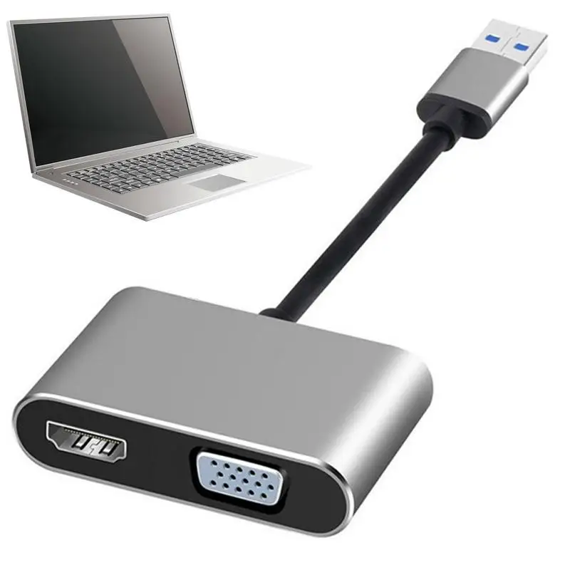 

Адаптер USB-VGA для ноутбука, HD 1080P, 2 в 1