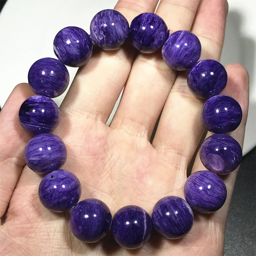 

14mm Natural Purple Charoite Stone Bracelet For Women Men Wealth Love Gift Crystal Round Beads Gemstone Strands Jewelry AAAAA
