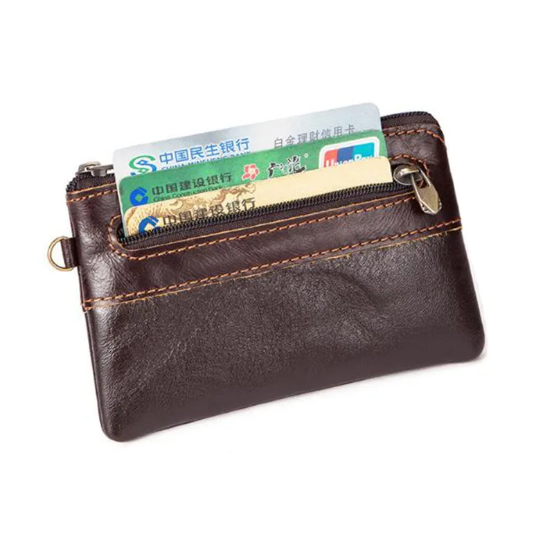 

Useful Hot Sell Men's Women's Genuine Leather Coin Purse Zipper Wallet Card Holder Vintage Retro Zipper Wallet Coin Pouch