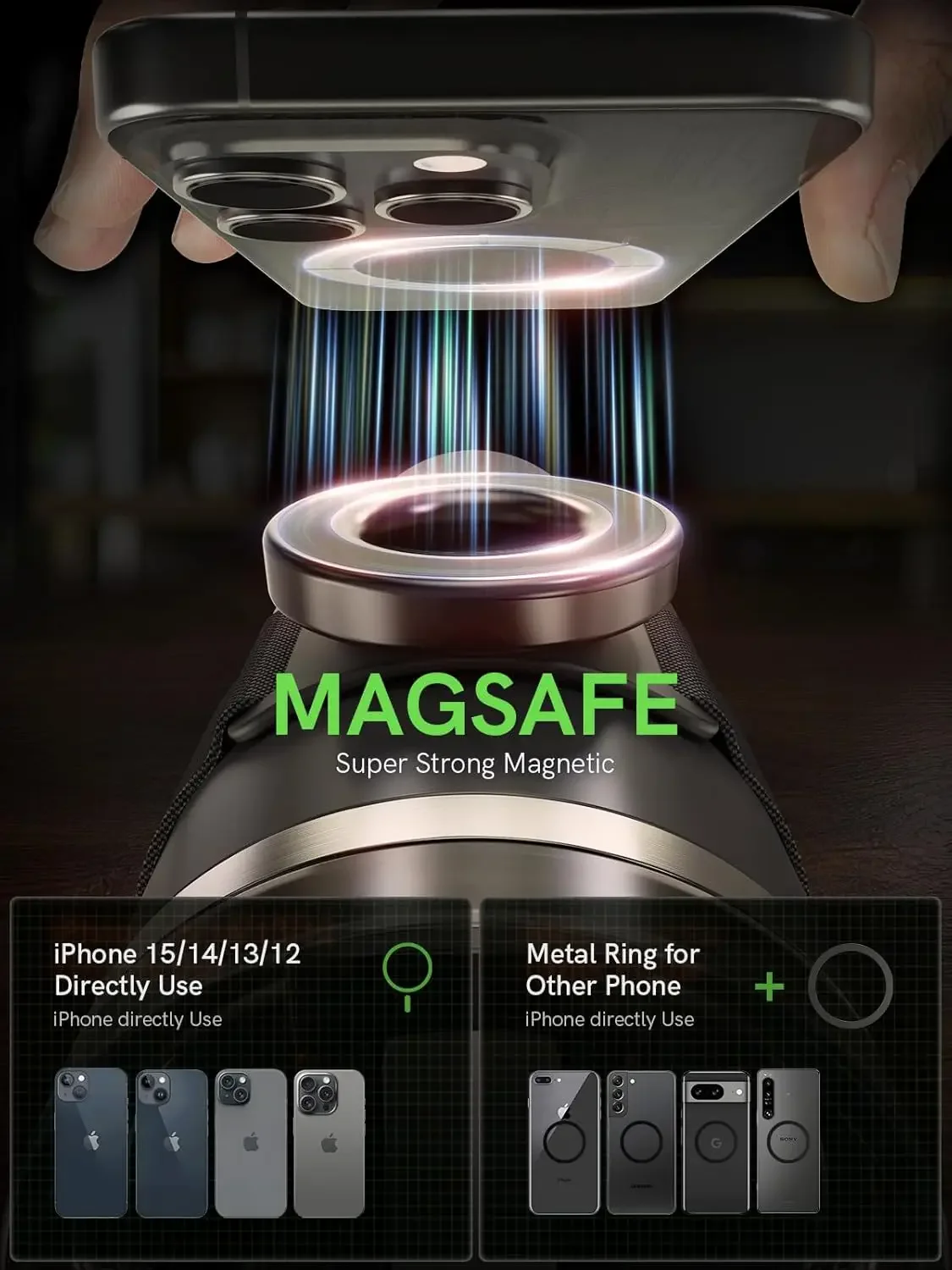 Магнитный (для MagSafe) ремешок-держатель для бутылки с водой металлическим кольцом