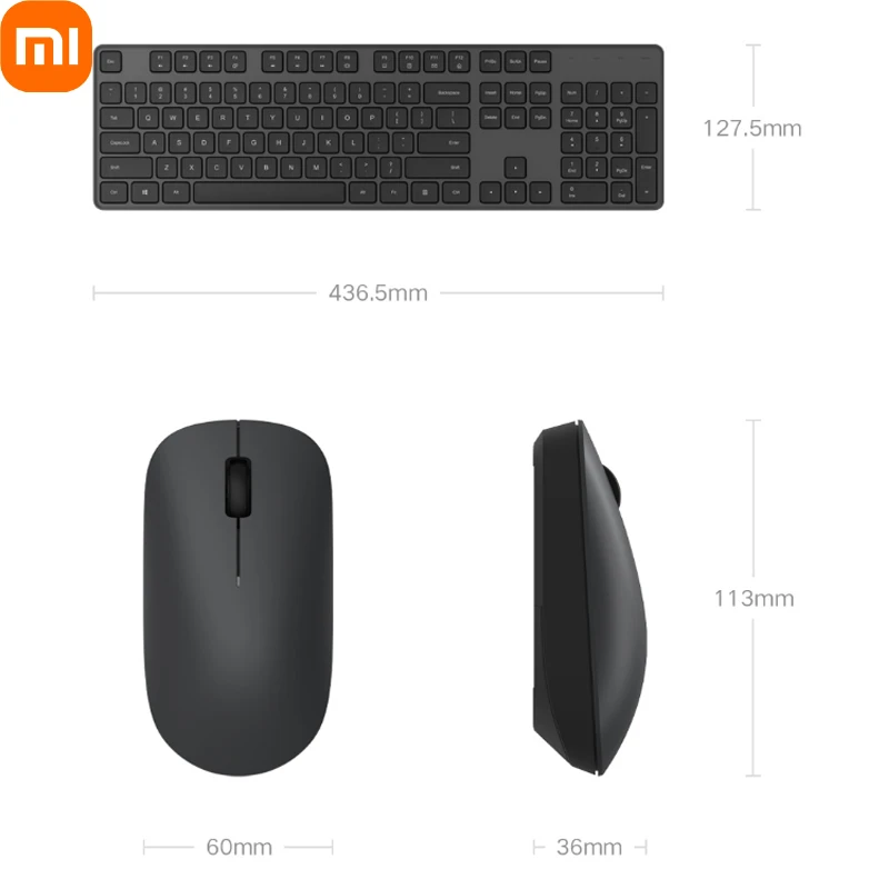 

Oryginalny Xiaomi bezprzewodowa klawiatura i mysz zestaw 104 klawiszy klawiatura 2.4 GHz odbiornik USB mysz na PC Windows 10