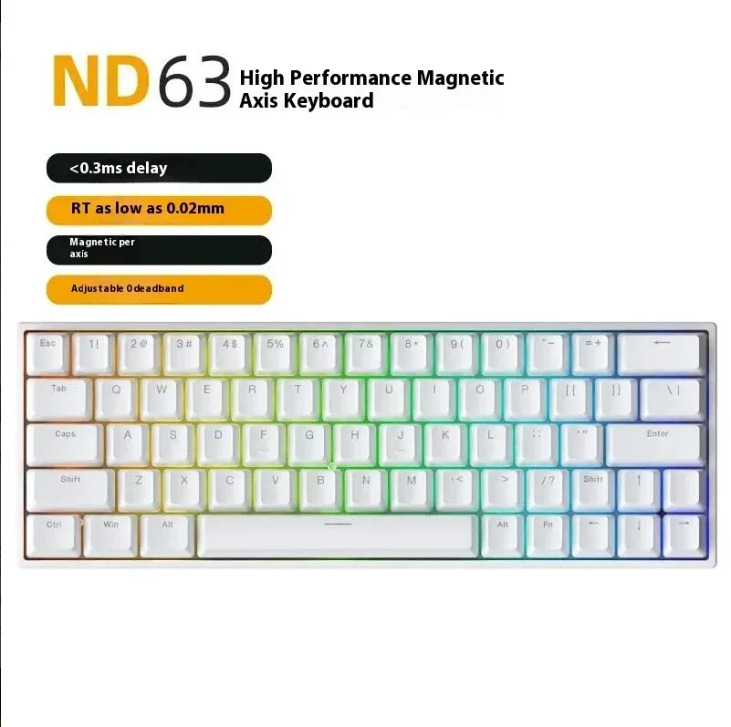 Механическая клавиатура IROK ND63 Pro с магнитными переключателями, 8000 Гц, RT0.02мм, проводная игровая клавиатура, настраиваемая, для Valorant, аксессуары для ПК (art.: 3920da68f3cb4) - 3920da68f3cb4