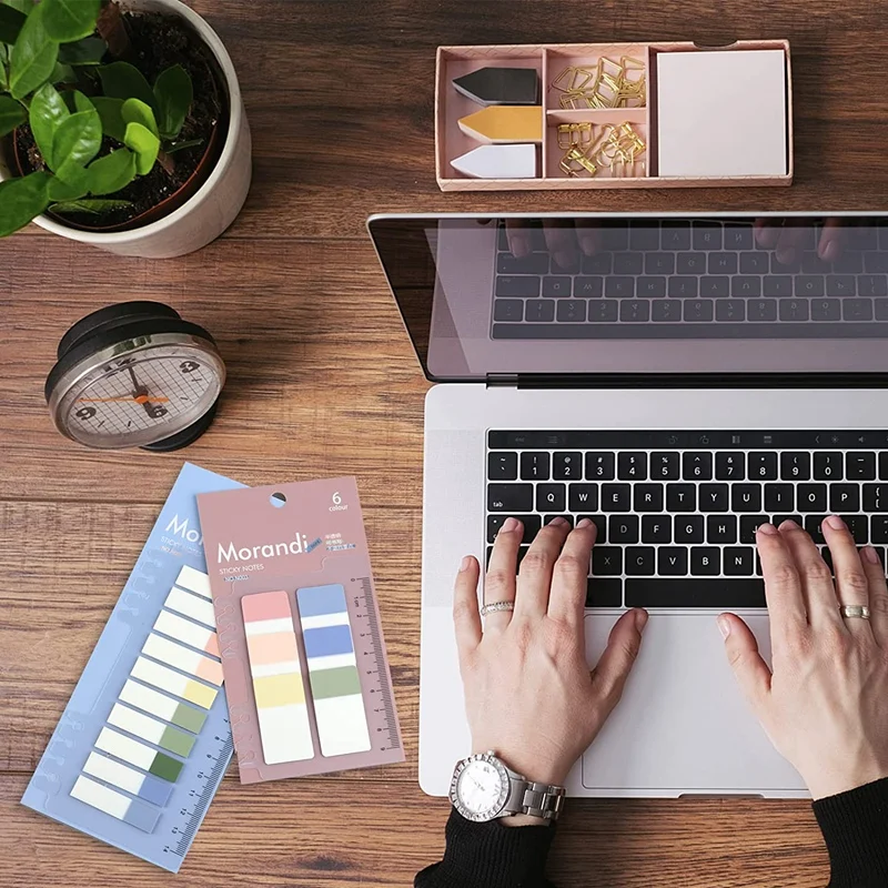 

8 упаковок, 1020 шт. липких индексных язычков с линейкой, записываемые флажки для файлов, изготовитель цветных страниц, заметки