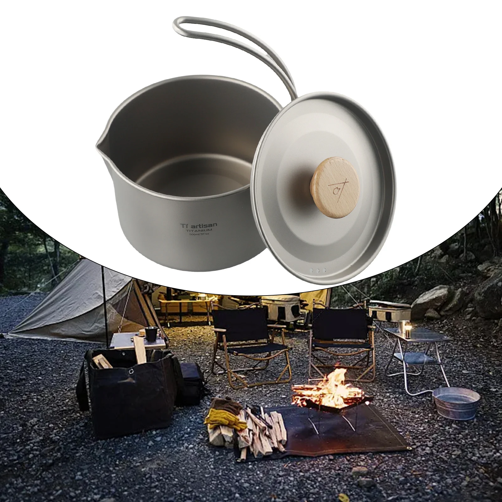 

Rust-Proof Anti-Corrosive Storage Sack Hanging Pot 1100ml Camping Pot Dismantling Picnic Cookware With Detachable Handle New