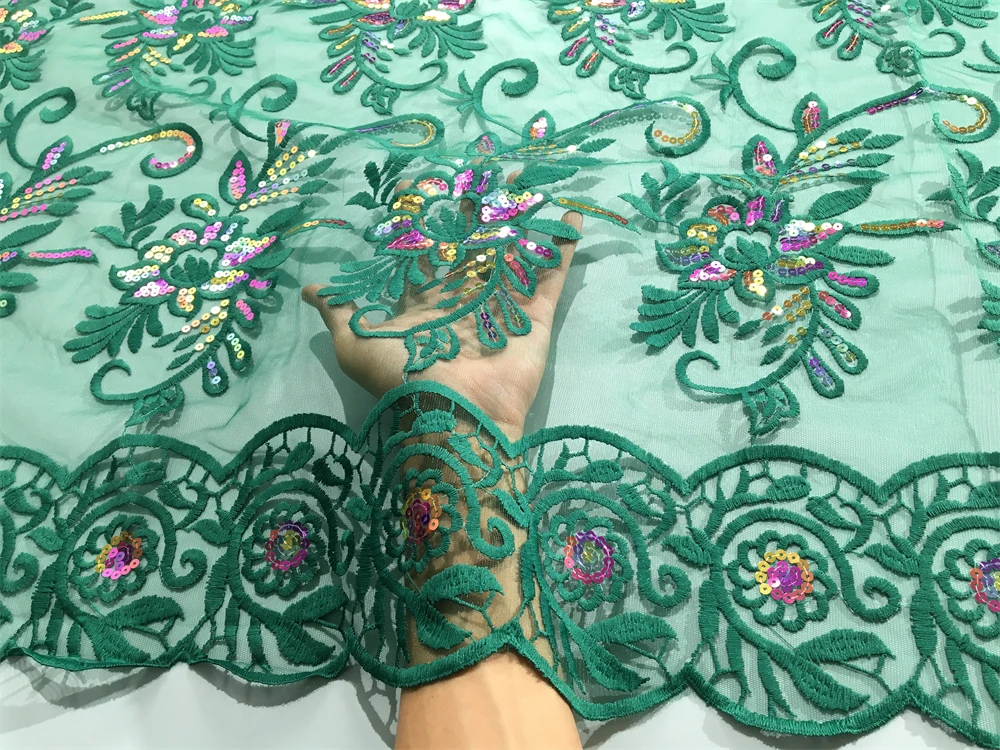 Французская сетчатая кружевная ткань 2024 Высококачественная вышитая блестящая
