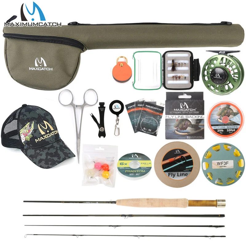 Maximumcatch 6ft-7.6ft 1/2/3 WT Fly Fishing Rod Kit Combo Sm