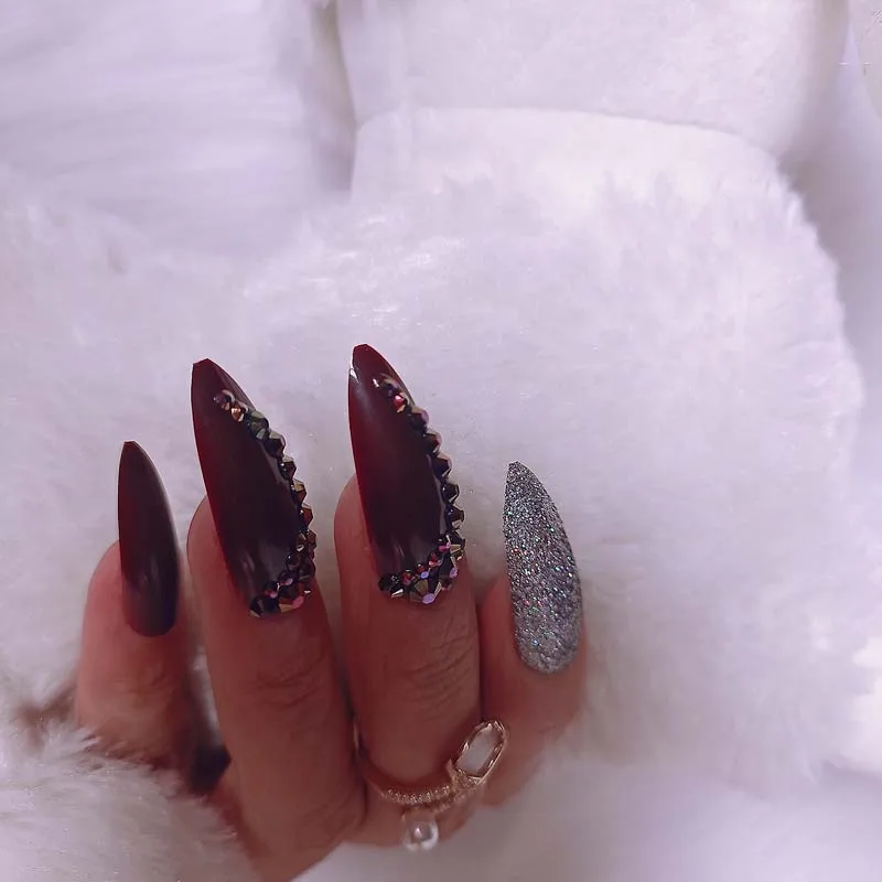 Сверхдлинные овальные накладные ногти тонкие художественные салонные с