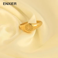 enxier new 316l stainless steel simple hexagram ring for women disc open ring ladies jewelry bijoux femme