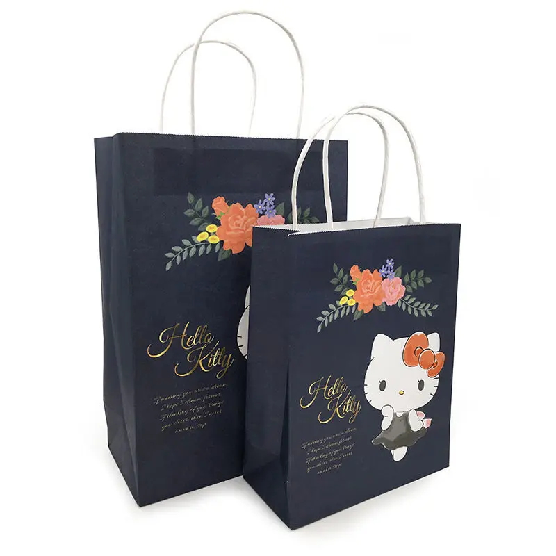 

Hello Kitty cartoon cute tote Bag 10 pieces custom gift shopping paper bags Custom personalized logo paper bags